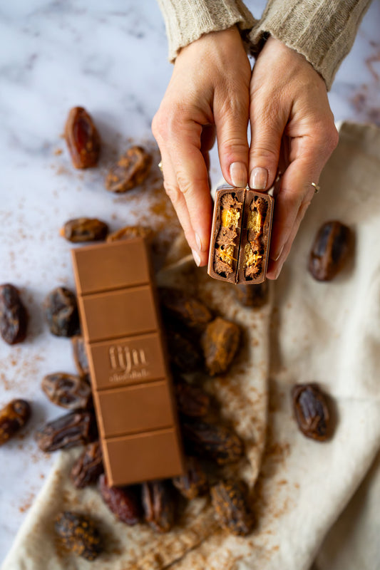 Ambachtelijke chocoladereep | Sticky toffee 200 gram