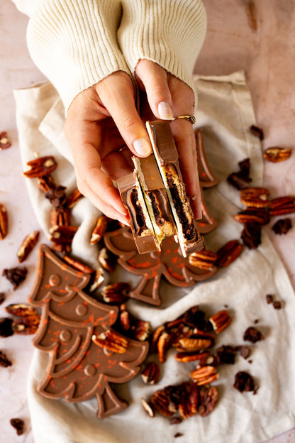 Ambachtelijke chocolade kerstboom | Pecan chocolade taart