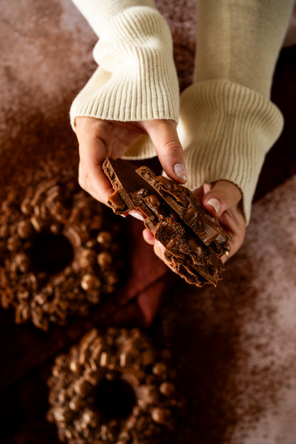Luxe kerstkrans | Massief, karamel, praliné of chocolade ganache